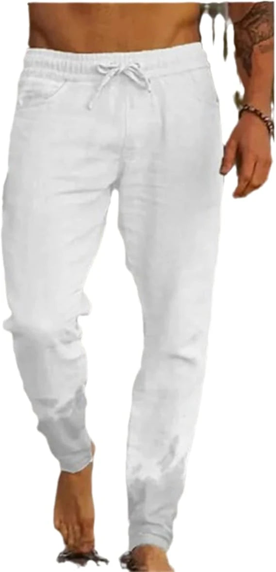 Pantalones holgados de algodón y lino